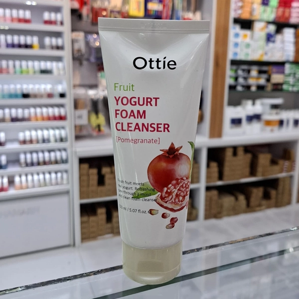 فوم شستشوی صورت انار اوتی کره ای اصل ماست میوه ای پوست چرب تا خشک 150 میل | Ottie Fruit YOGART FOAM CLEANCER Pomegranate